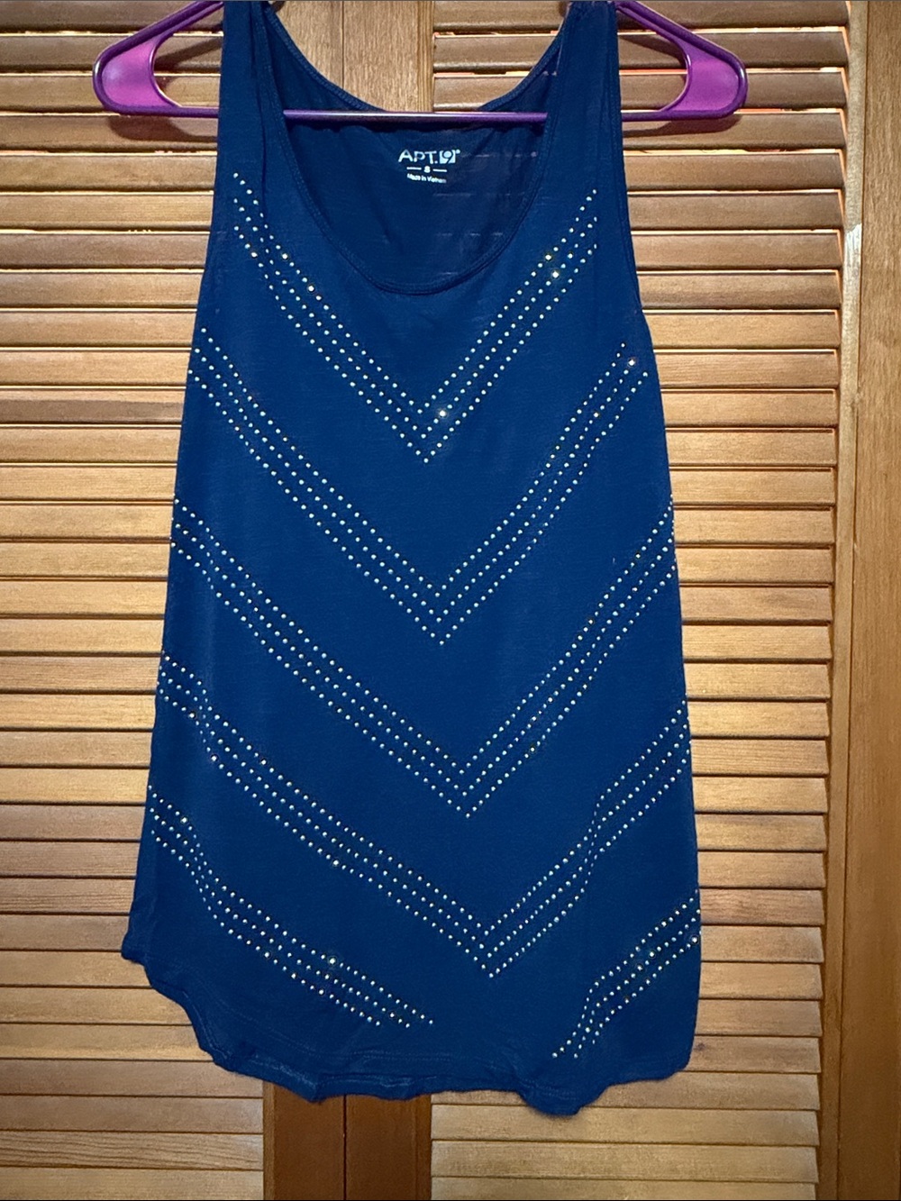 Apt. 9 Navy Studded Chevron Tank Top
